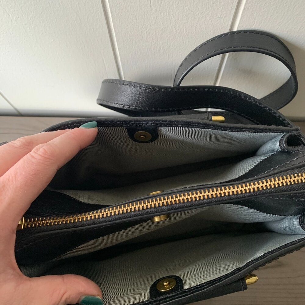 Nwot Fossil Ryder Mini Satchel Leather Calf Hair … - image 5